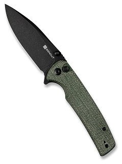 Нож Sencut Sachse Flipper & Button Lock & Thumb Stud Knife Green Micarta Handle  - фото 2