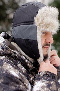 Шапка-ушанка Huntsman Полюс серый/черный  - фото 25