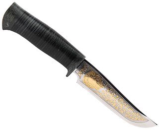 Нож Росоружие Гелиос-2 позолота кожа 95х18 - фото 1