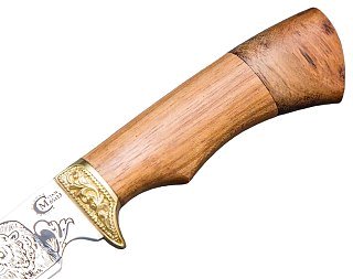 Нож ИП Семин Пластун сталь  65х13 литье  рукоять ценные породы дерева гравировка - фото 3