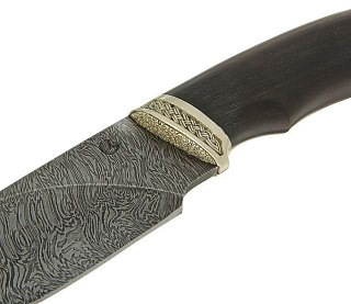 Нож ИП Семин Разделочный дамасская сталь литье черное дерево - фото 2