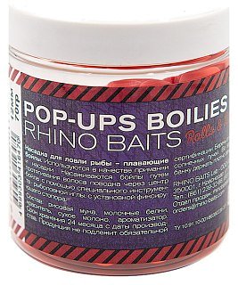 Бойлы Rhino Baits  Pop-up Strawberry клубника 12мм 70гр банка - фото 1