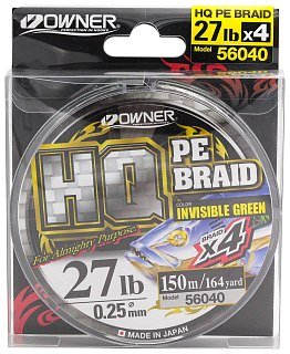 Шнур Owner HQ PE braid line 150м 0,25мм Invisible Green - фото 1