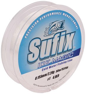 Леска Sufix Ice magic зимняя 50м 0,155мм прозрачная - фото 1