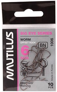 Крючок Nautilus Offset Big Eye Series Worm 1006 №6