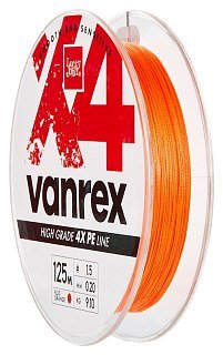 Шнур Lucky John Braided line Vanrex X4 Braid 125м 17 Fluo Orange - фото 3