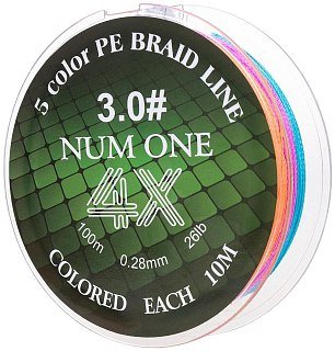 МП Шнур NUM ONE PE4X-100M 3.0#/0,285 mm Multi Colour Ryobi - фото 4