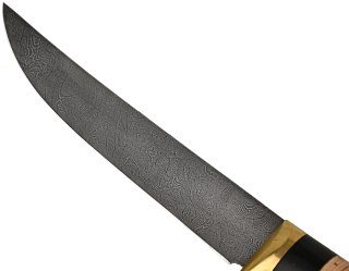 Нож ИП Семин Филейный дамасская сталь средний литье береста граб - фото 6