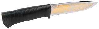 Нож Росоружие Баджер 2 95х18 позолота кожа - фото 2
