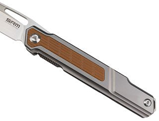 Нож SRM 1421 сталь N690 рукоять TC4 Titanium +G10(Tan) - фото 7