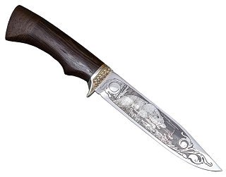 Нож ИП Семин Лидер  кованная  сталь 95х18  венги  литье гравировка - фото 4