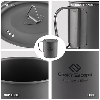 Кастрюля Cook'N'Escape Titanium с крышкой 750мл - фото 3