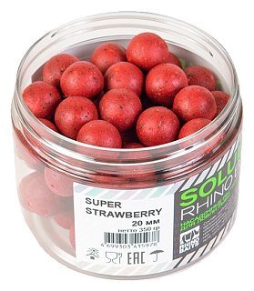 Бойлы Rhino Baits Super Strawberry супер клубника 20мм банка 350гр пылящие - фото 2