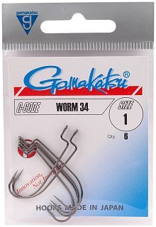 Крючок Gamakatsu Worm 34 black №1 - фото 1