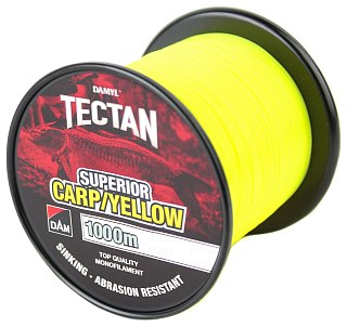 Леска DAM Tectan Superior carp 1000м 0,30мм 7,0кг 15lbs yellow - фото 3