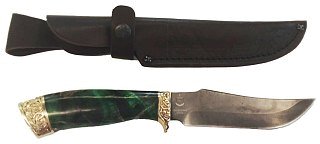 Нож Ладья Клык-2 дамаск худ. литье карельская береза - фото 4