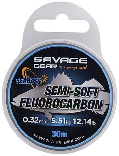 Леска Savage Gear Semi-soft fluorocarbon seabass 30м 0,32мм 5,51кг 12,14lbs clea - фото 1