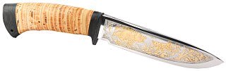 Нож Росоружие Артыбаш 95х18 береста позолота гравировка - фото 3