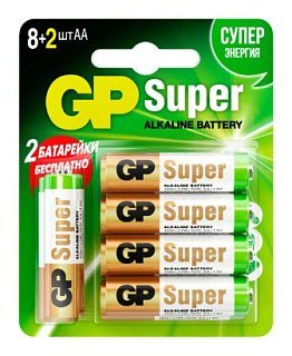 Батарейка GP АA Super Alkaline 15A8/2-CR10 уп.8шт+2 - фото 1
