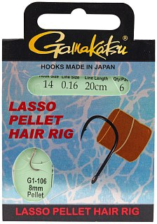 Крючок Gamakatsu с поводком Booklet Lasso Hair G1-106 №14 0.16мм 20см