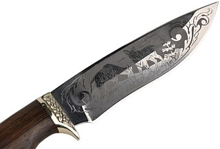 Нож ИП СЕМИНА Близнец кованая сталь 95х18 венге литье гравировка - фото 4