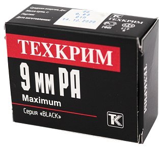 Патрон 9мм Р.А. Техкрим Maximum Black 91Дж травматический 1/20/1600 - фото 3