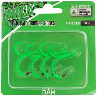 Крючки DAM Madcat A-static  deadbait gripper №6/0 4шт