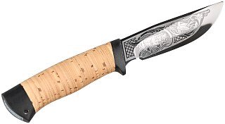 Нож Росоружие Сталкер сталь 95х18 рисунок рукоять береста - фото 1