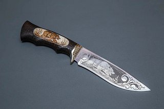 Нож ИП Семин Близнец кованая сталь 95х18 венге литье кость гравировка - фото 4