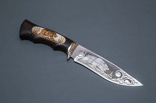 Нож ИП СЕМИНА Близнец кованая сталь 95х18 венге литье кость гравировка - фото 4