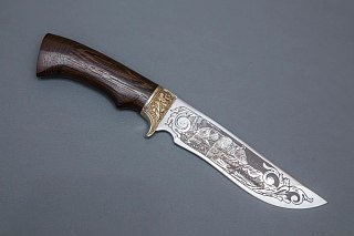 Нож ИП Семин Галеон сталь 95х18 венге литье гравировка - фото 4