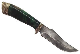 Нож Ладья Клык-2 дамаск худ. литье карельская береза - фото 1