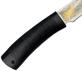 Нож Росоружие Каюр ЭИ-107 кожа позолота гравировка - фото 3