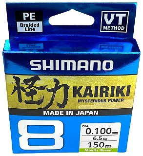 Шнур Shimano Kairiki 8 PE 150м 0,10мм зеленый 6.5кг - фото 4