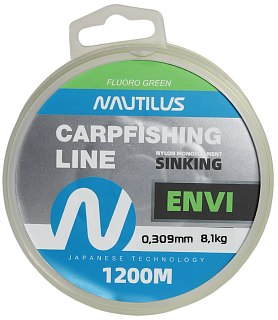 Леска Nautilus Envi Fluoro green 1200м 0,309мм 8,1кг - фото 5