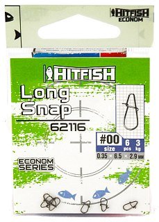 Застежка Hitfish econom series long snap №00 3кг уп.6шт - фото 1