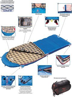 Спальник BTrace Duvet правый серый/синий