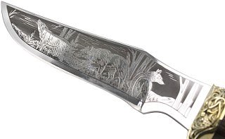 Нож Ладья Клык НТ-12 Р 65х13 рисунок худ. литье венге - фото 3