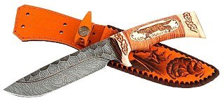 Нож ИП Семин Лорд дамасская сталь литье кость - фото 1