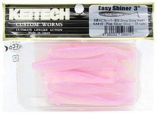 Приманка Keitech виброхвост Easy shiner 3" EA10 Pink Silver Glow - фото 1