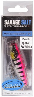 Воблер Savage Gear 3D minnow pop walker 5.5см 5гр  F pink barracuda