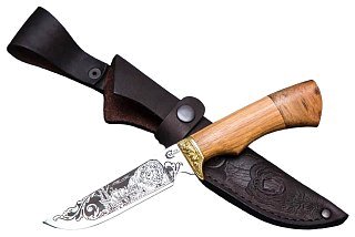 Нож ИП Семин Пластун сталь  65х13 литье  рукоять ценные породы дерева гравировка