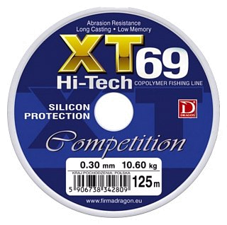 Леска Dragon XT69 Hi-Tech competition 125м 0.30мм 10.60кг