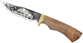 Нож ИП Семин Юнкер сталь 65x13 ценные породы дерева гравировка - фото 1