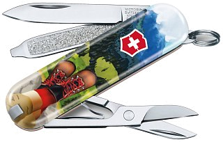 Нож Victorinox Classic I Love Hiking 58мм 7 функций коричневый/рисунок - фото 1