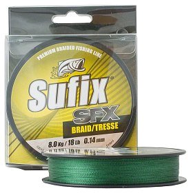 Шнур Sufix SFX braid 135м 0,14мм 8кг зеленый