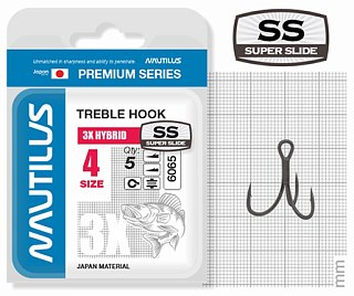 Крючок тройной Nautilus 3X Hybrid Premium Series 6065SS №4 (5шт) - фото 1