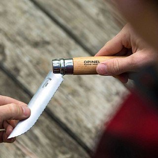 Нож Opinel №12 нерж ст рукоять из бука серрейторная заточка 002441 - фото 6