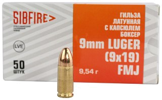 Патрон 9х19Luger НПЗ FMJ латунь томпак 1/50 - фото 1