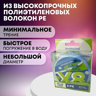 Шнур Riverzone Blue Line X8 PE 2,0 150м Blue - фото 4